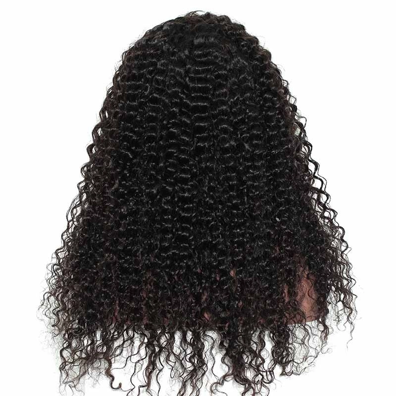 Deep Curly 180% Density Brazilian Wigs Natural Color Hair Lace Front Wig Natural Hair Line Bleached Knots With Baby Hair