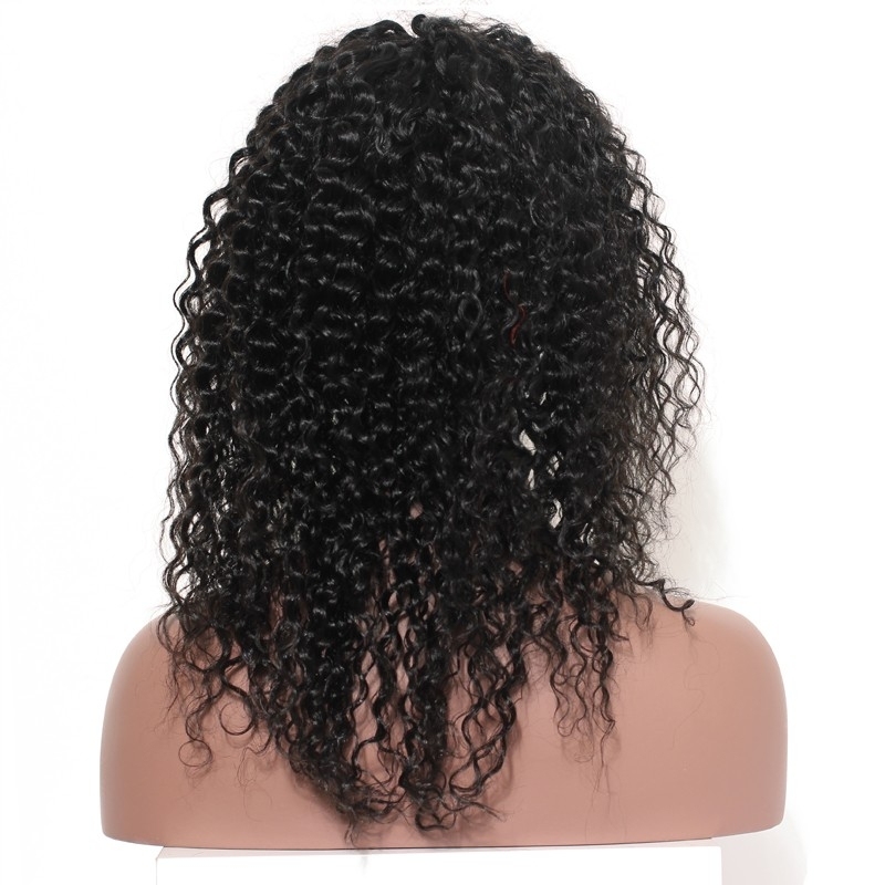 Lace Front Wigs 16 inces Natural Black Brazilian Human Hair Wig Deep Wave Lace Front Wigs