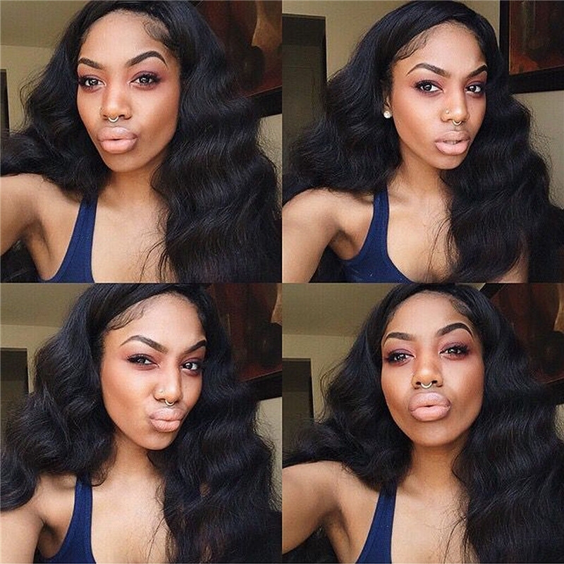 Cambodian Human Hair Body Wave Lace Front Human Hair Wigs with Baby Hair Bleached Knots for Black Women 24 inch