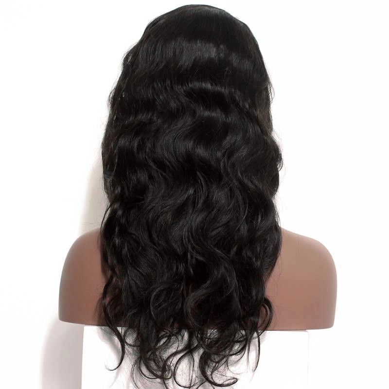 Black Hair Wigs Brazilian Human Hair Body Wave Natural Color Lace Front Wig Pre-Plucked Natural Hair Line Bleached Knots