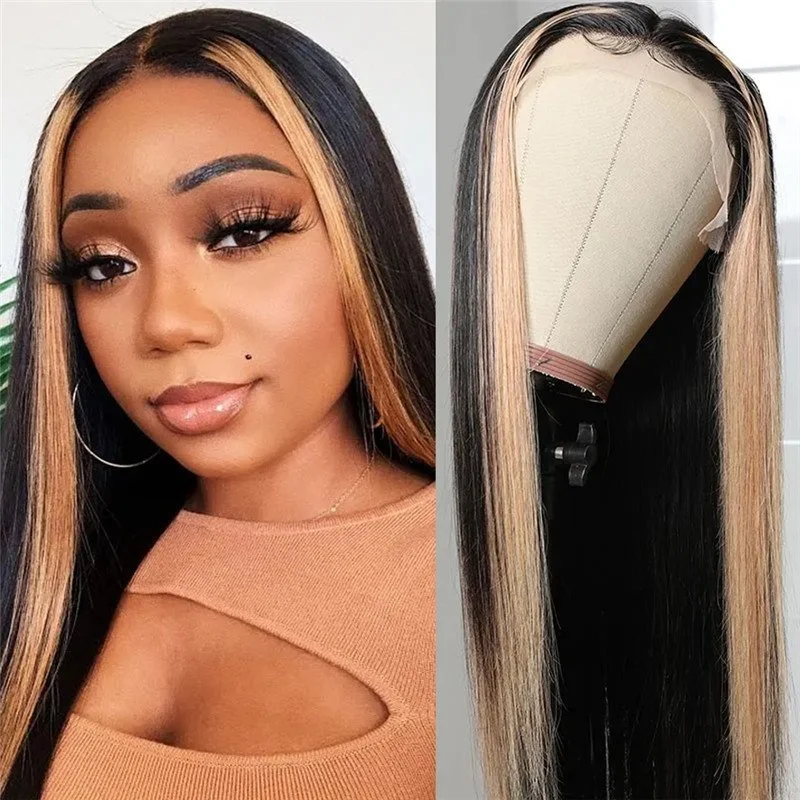 Bob Lace Front Human Hair Wigs For Women #27 Highlight Wig Brazilian Remy Honey Blonde Ombre Short Bob Lace Wigs Closure Wig