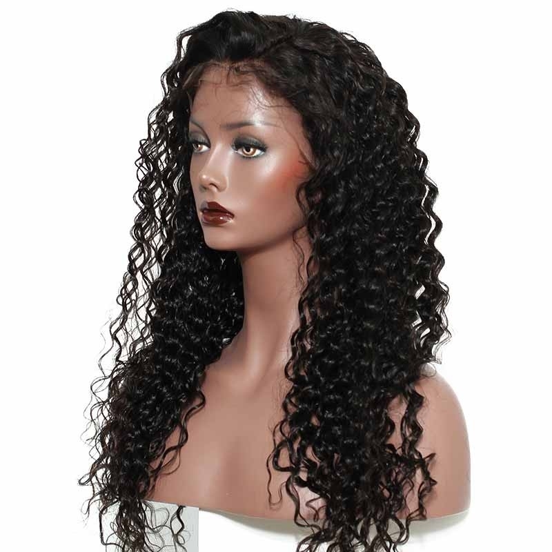 Human Hair Lace Front Wig Deep Wave Natural Pre-Plucked Hair Wigs 180% Density No Shedding No Tangle