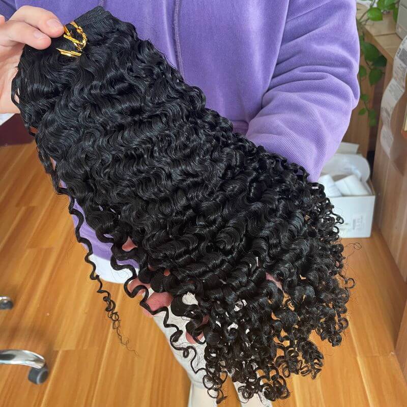 Pwigs Burmese Curly Brazilian Remy Human Hair Weft Hair Weave Bundles 12A Hair Products Curly Human Hair Extensions