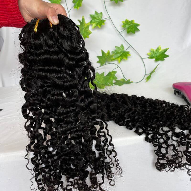 Pwigs Burmese Curly Brazilian Remy Human Hair Weft Hair Weave Bundles 12A Hair Products Curly Human Hair Extensions
