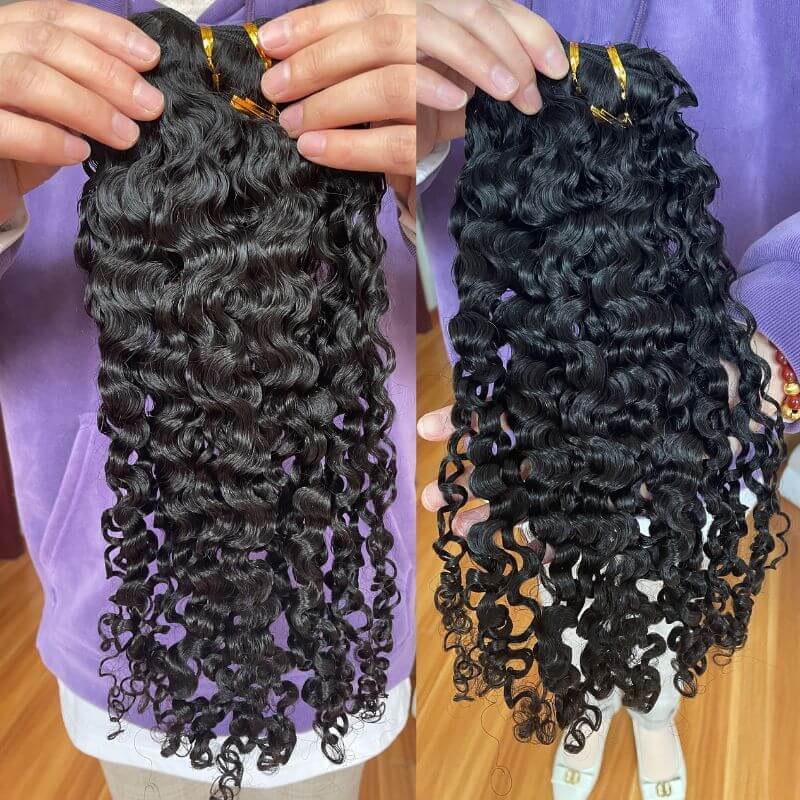 Pwigs Burmese Curly Brazilian Remy Human Hair Weft Hair Weave Bundles 12A Hair Products Curly Human Hair Extensions