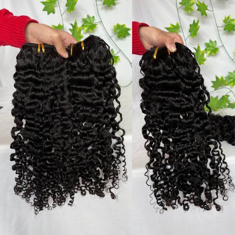 Pwigs Burmese Curly Brazilian Remy Human Hair Weft Hair Weave Bundles 12A Hair Products Curly Human Hair Extensions