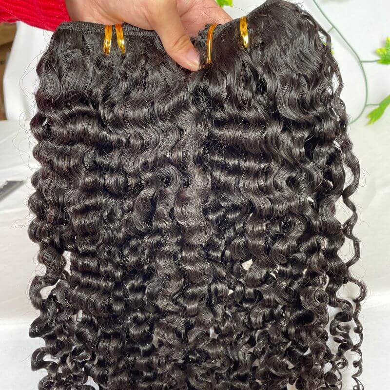 Pwigs Burmese Curly Brazilian Remy Human Hair Weft Hair Weave Bundles 12A Hair Products Curly Human Hair Extensions