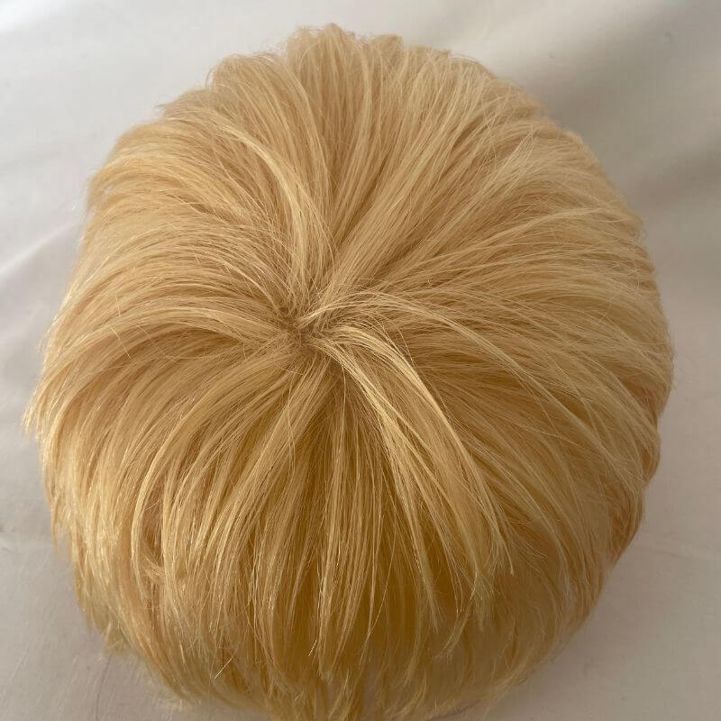 Cut Hairstyle Human Hair Piece Wigs Toupee for Men Hair Replacement System Human Hair Toupee For Men Natural Lace Front with Skin 10x8 Straight 60# Platinum Blonde Color