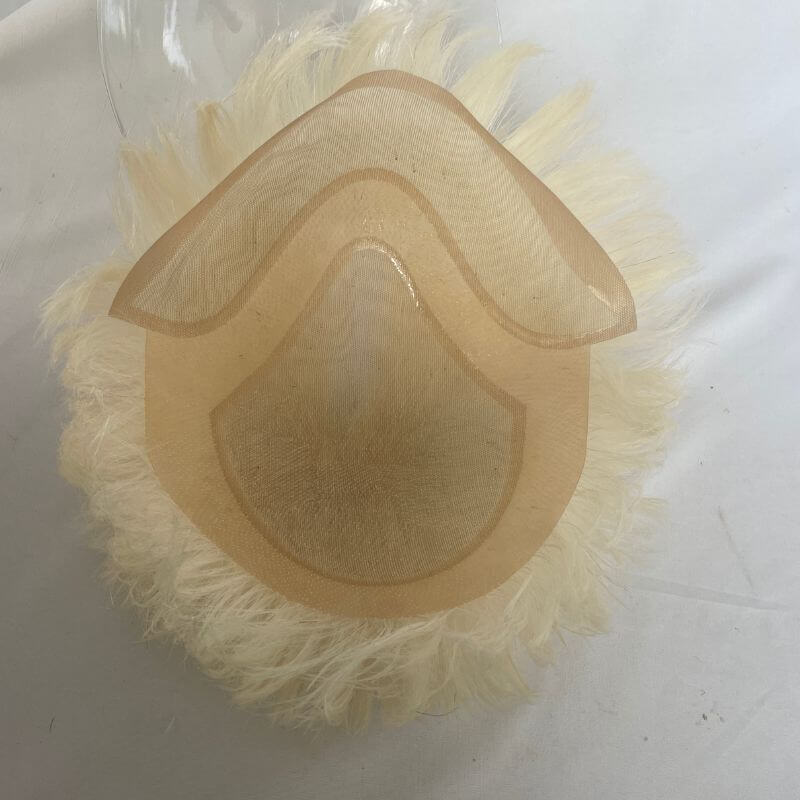 Cut Hairstyle Human Hair Piece Wigs Toupee for Men Hair Replacement System Human Hair Toupee For Men Natural Lace Front with Skin 10x8 Straight 60# Platinum Blonde Color