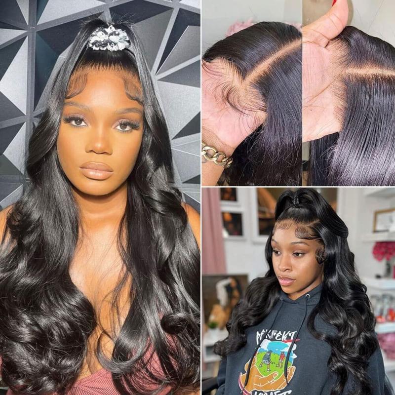 13x4 Body Wave Lace Front Wigs Human Hair 24 Inch HD Lace Front Wigs Human Hair Pre Plucked 180 Density Glueless Lace Front Human Hair Wigs for Black Women 100% Brazilian Body Wave Frontal Wigs