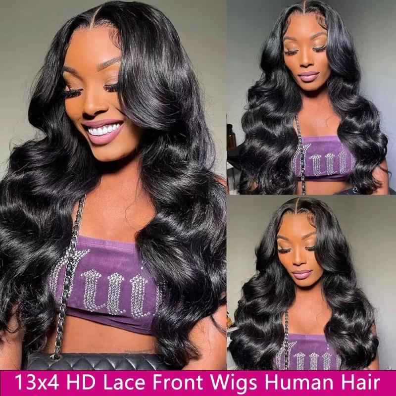 Hd Transparent Lace Wigs Body Wave 13X4 Lace Frontal Human Hair Wigs Pre Plucked Hairline