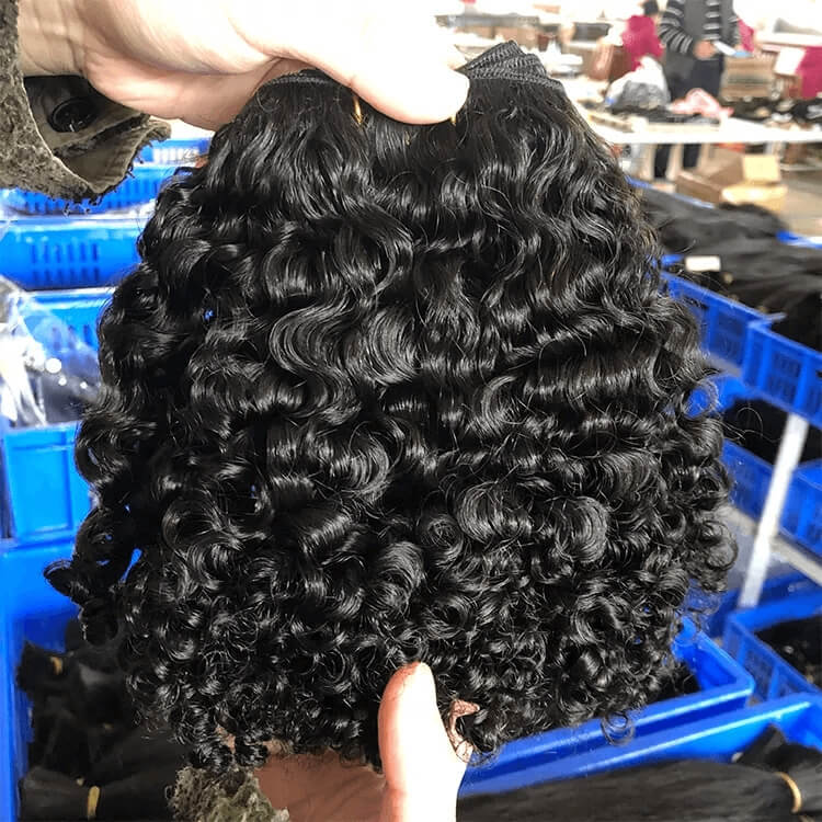 Vendor Kinky Curly Burmese Curly Hair Weft Raw Virgin Brazilian Hair For Black Women Hair Bundle Human  Hair Bundles Curly 100% Remy Hair Extension Human Weave 3 Bundle