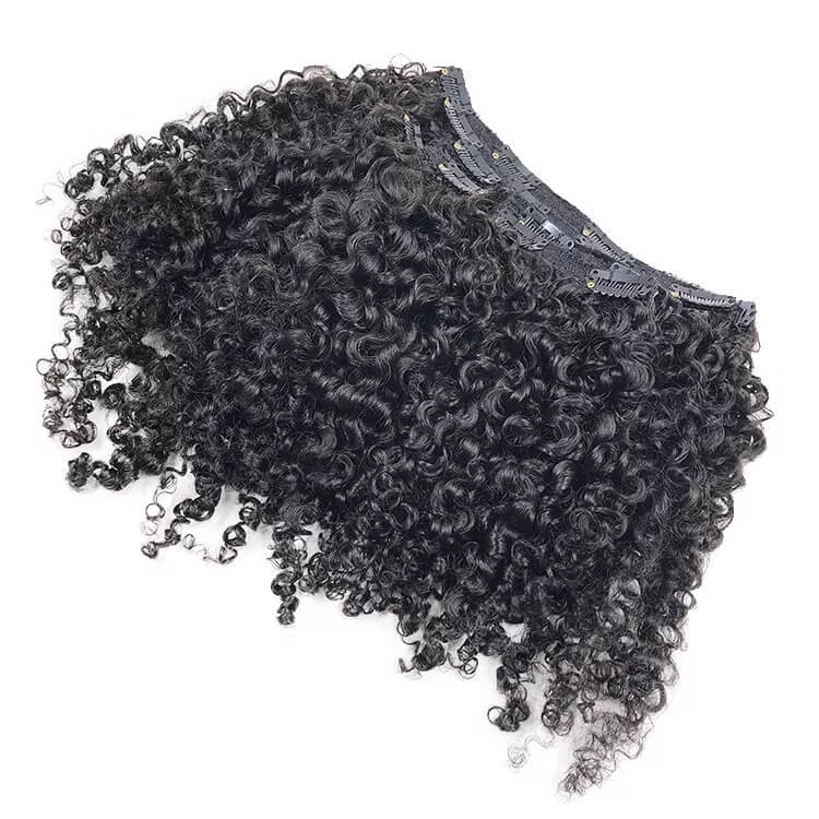 Remy Burmese Curly 100% Human Hair Clip in Curly Hair Extension  Nautral Color Clip-in Full Head 7 Pcs Non-remy Hair 120G