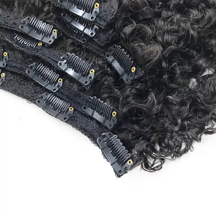 Remy Burmese Curly 100% Human Hair Clip in Curly Hair Extension  Nautral Color Clip-in Full Head 7 Pcs Non-remy Hair 120G