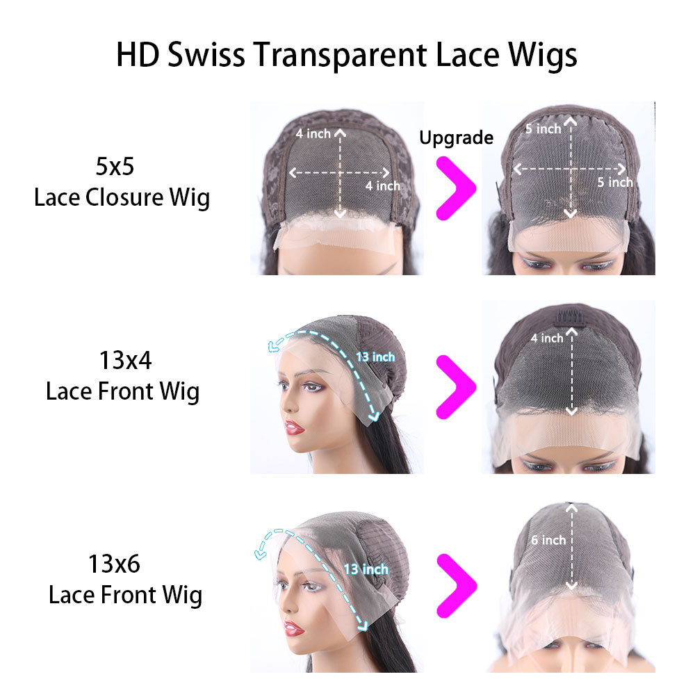 Kinky Straight Human Hair Wigs HD Swiss Transparent Lace Front Human Hair Wigs Peruvian Pre Plucked 13x4 Lace Front Wigs For Black Women Glueless Remy