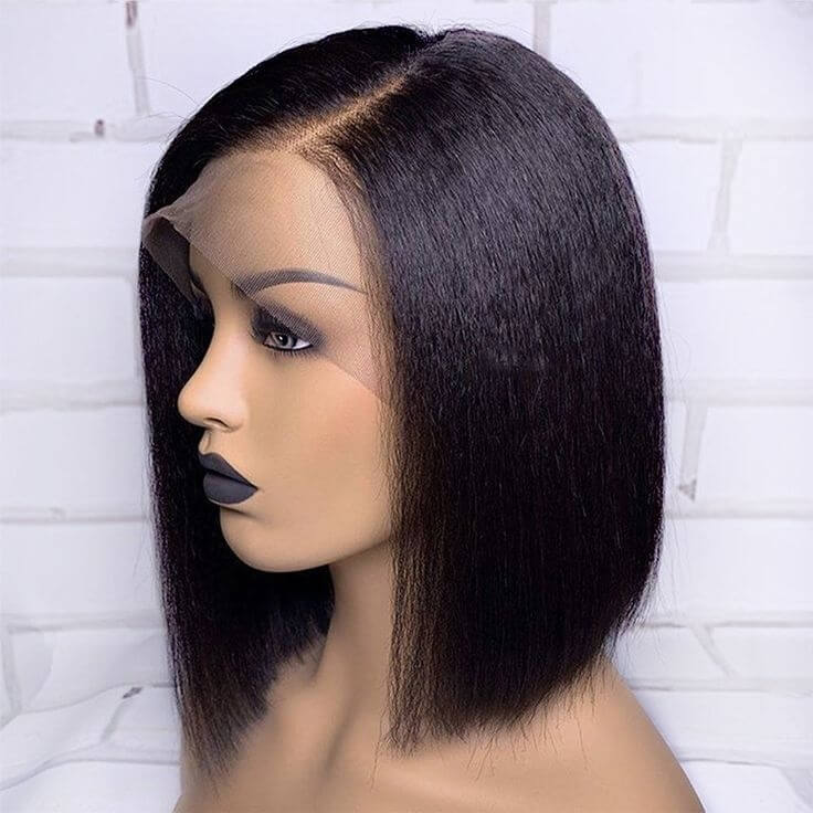 Kinky Straight Human Hair Wigs HD Swiss Transparent Lace Front Human Hair Wigs Peruvian Pre Plucked 13x4 Lace Front Wigs For Black Women Glueless Remy