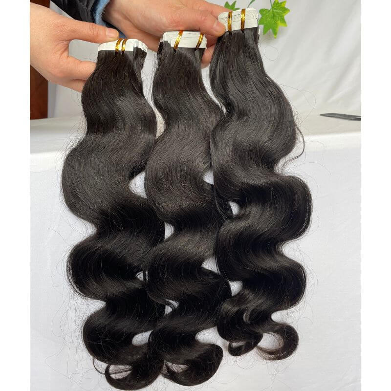 Body Wave Tape Hair Extensions Virgin Cambodian hair Tape In Hair Extension Adhesive 100% Real Human Skin Weft Human Hair Tape On Adhesive Invisible