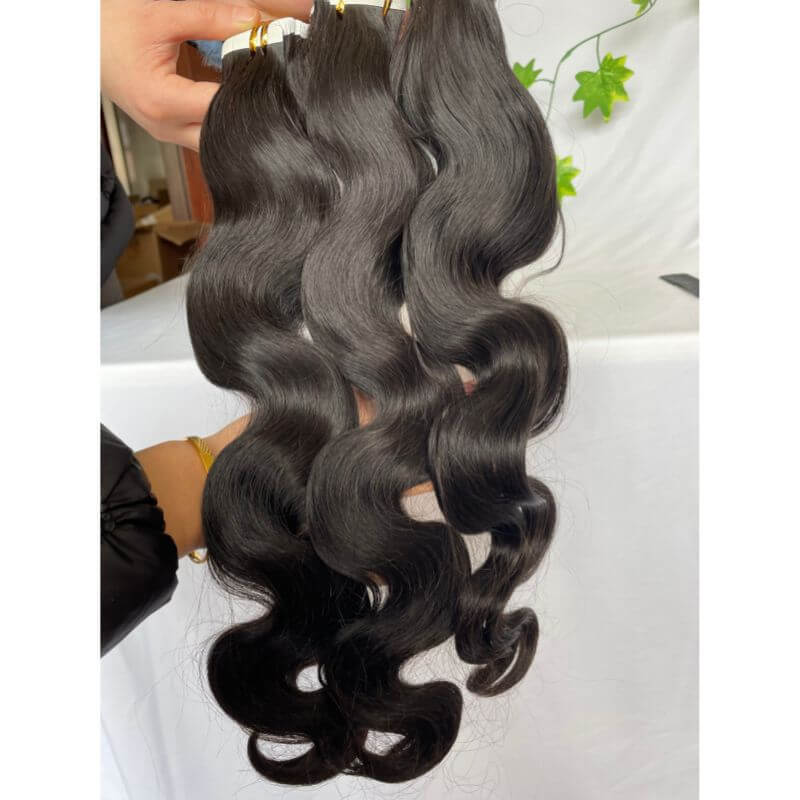 Body Wave Tape Hair Extensions Virgin Cambodian hair Tape In Hair Extension Adhesive 100% Real Human Skin Weft Human Hair Tape On Adhesive Invisible
