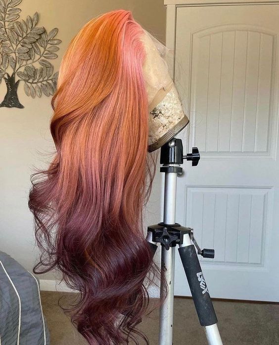 Body Wave Brown Pink Ombre Lace Front Wig Pre Plucked Brazilian Remy Brown Human Hair Wig Highlight Colored Wigs Transparent Wig