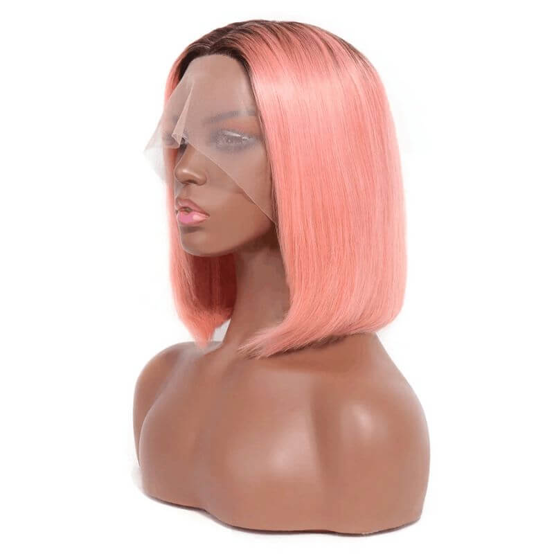 1B Pink Lace Front Wig Human Hair Pre Plucked Brazilian Ombre Pink Bob Wig Lace Front Human Hair Wigs For Women Light Pink Wig