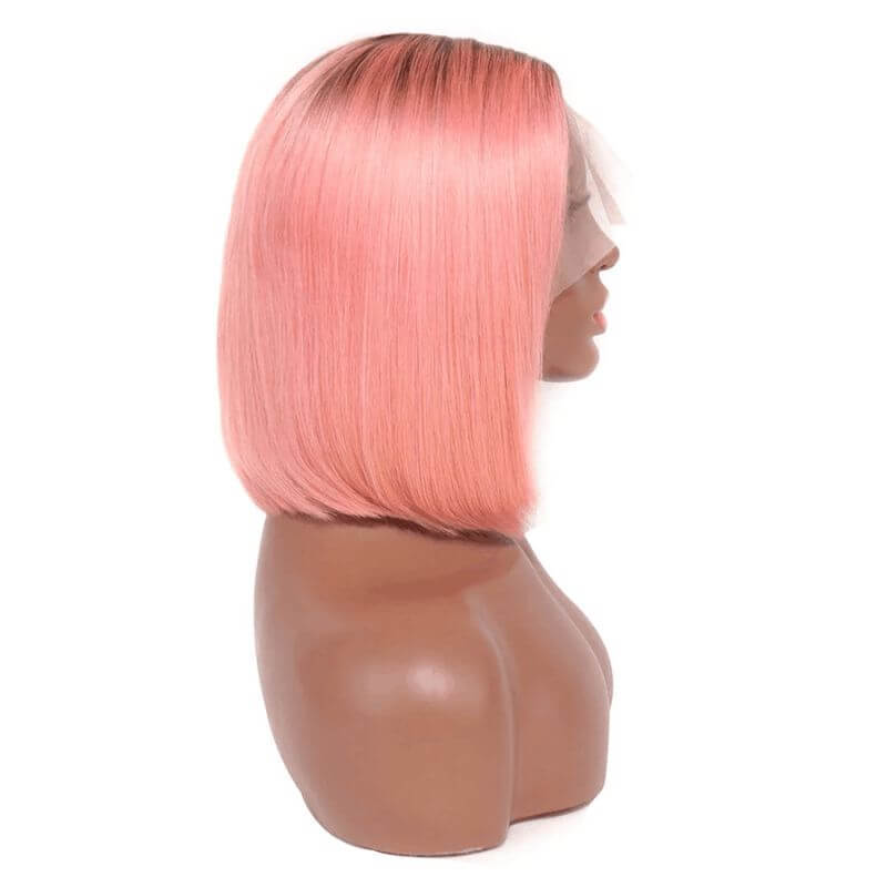 1B Pink Lace Front Wig Human Hair Pre Plucked Brazilian Ombre Pink Bob Wig Lace Front Human Hair Wigs For Women Light Pink Wig