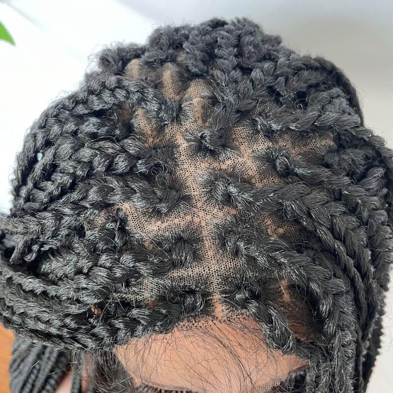 9x6 Lace Ombre Wigs 36 Inch double Lace Front Box Braided Wigs Knotless Lace Frontal Wig Synthetic Black Hand Braided Cornrow Braids Wigs With Baby Hair