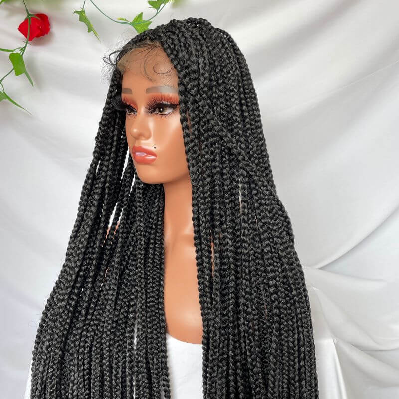 Full Lace Ombre Wigs 36 Inch double Lace Front Box Braided Wigs Knotless Lace Frontal Wig Synthetic Black Hand Braided Cornrow Braids Wigs With Baby Hair