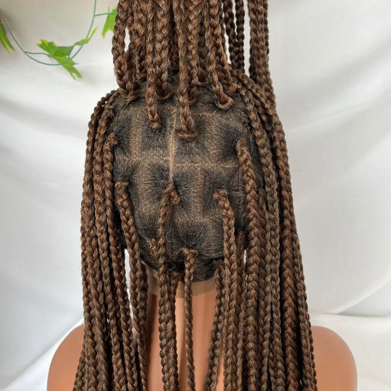 Full Lace Ombre Wigs 36 Inch double Lace Front Box Braided Wigs Knotless Lace Frontal Wig Synthetic Black Hand Braided Cornrow Braids Wigs With Baby Hair