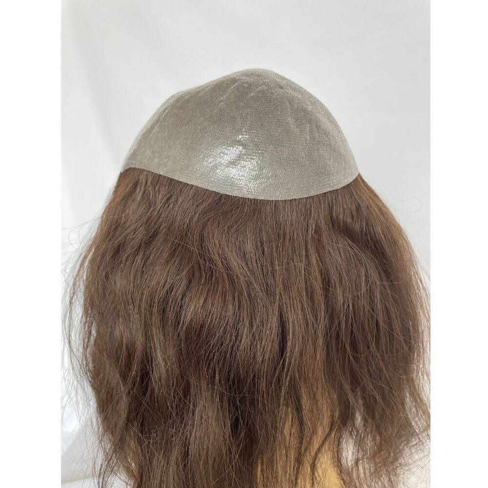 Pwigs Toupee for Men Full Thin Skin PU Cap Base 12inch Long European Human Hair Men Toupee Natural Hairline Hair System 613 Blonde  Brown 1B Color Men Wigs