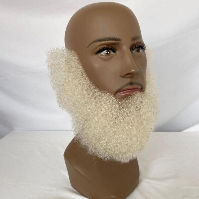 Pwigs Human Hair Lace Afro Curl Face Beard Mustache For American Black Men Realistic Makeup Lace Base Replacement System