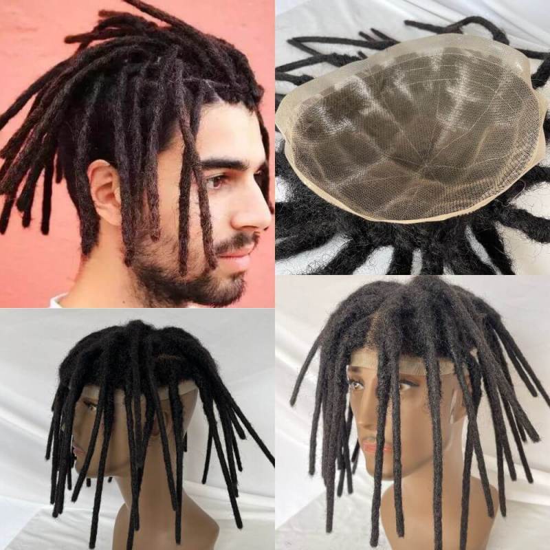 8 Inch 8x10 Transparent Full Swiss Lace Base Afro Dreadlock Extensions Toupee For Men Extensions Human Hair Dreadlock Hairpieces Replacement System