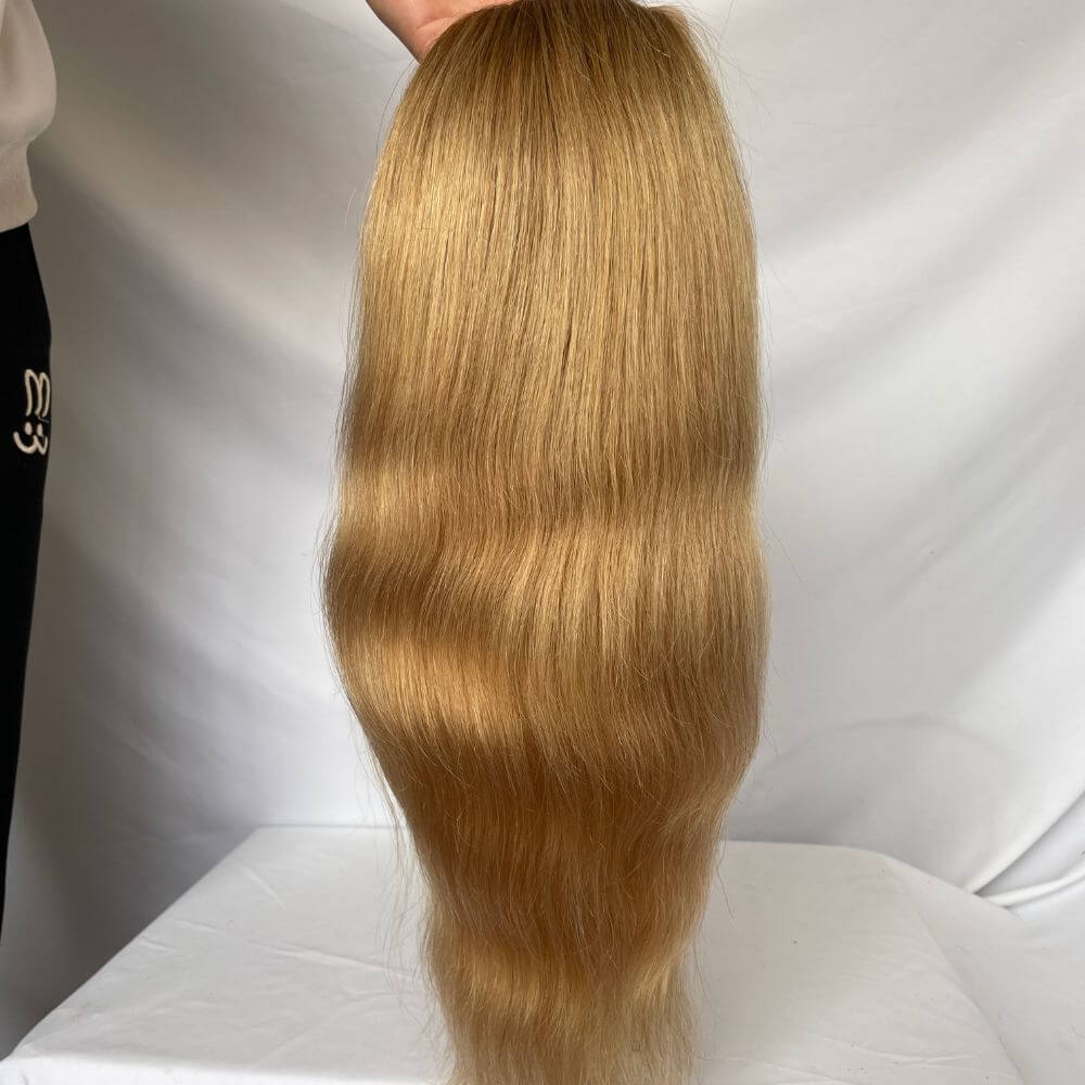 Silk Straight Wave 12 Inch Long Human Hair Toupee for Men 8x10 Hairpieces Human Hair Mens Toupee Mono Net with PU around Ombre Ash Blonde Color