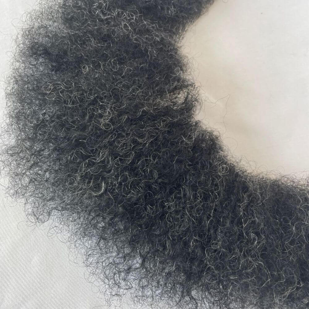 Pwigs Human Hair Lace Afro Curl Face Beard Mustache For American Black Men Realistic Makeup Lace Base Replacement System