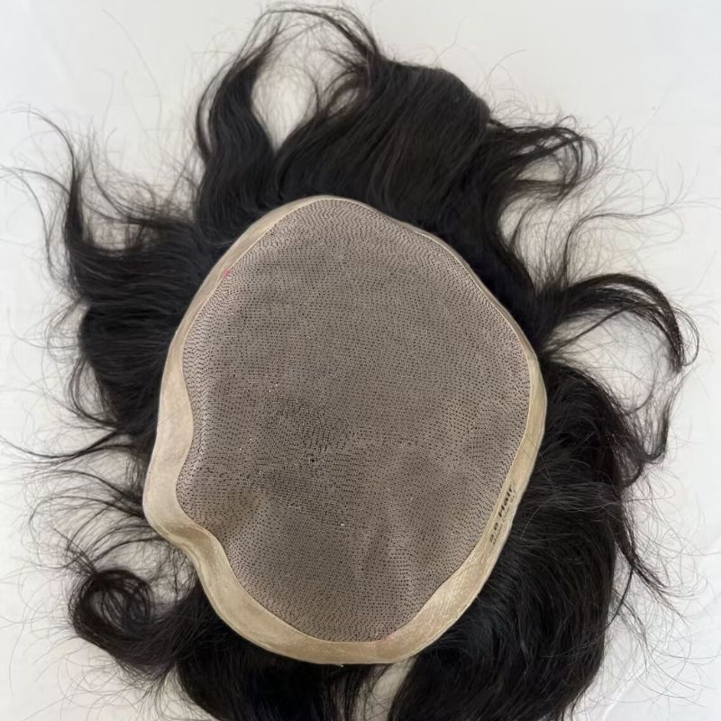 Toupee for Men Fine Mono Top around PU Thin Skin Base 100% Remy European Human Hair piece 1B Hair Replacement System 10x8 10x7 9x7