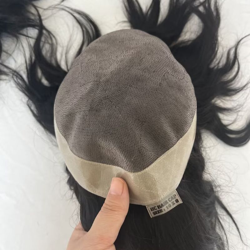Toupee for Men Fine Mono Top around PU Thin Skin Base 100% Remy European Human Hair piece 1B Hair Replacement System 10x8 10x7 9x7