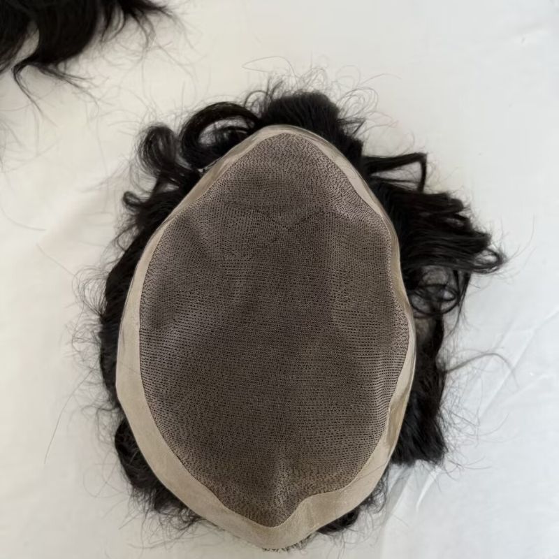 Toupee for Men Fine Mono Top around PU Thin Skin Base 100% Remy European Human Hair piece 1B Hair Replacement System 10x8 10x7 9x7