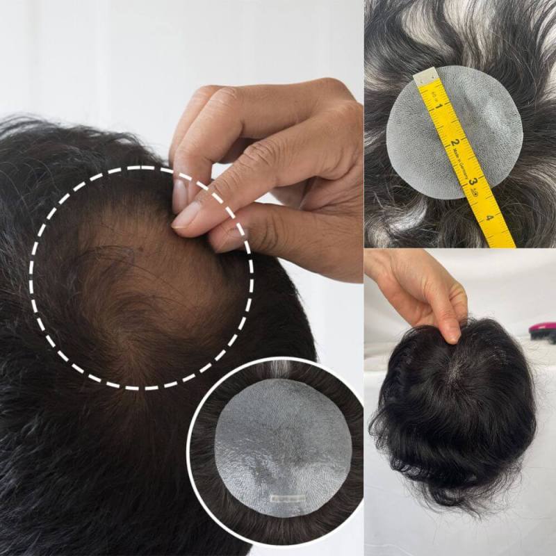 Side Or Back Hair Patches 8x8 cm Full Skin PU Base Toupee For Men Covering Bald Spots On Head Sides Or Back