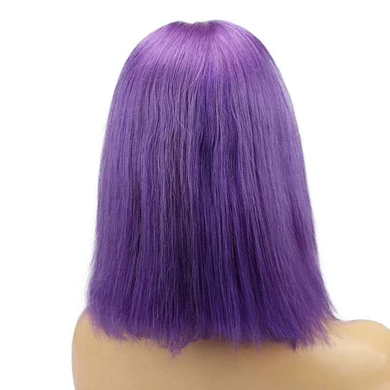 Purple Short Bob 13x6 Lace Front Wigs Remy Hair Middle Deep Part Shoulder Colored Human Hair Wig Baby Hair