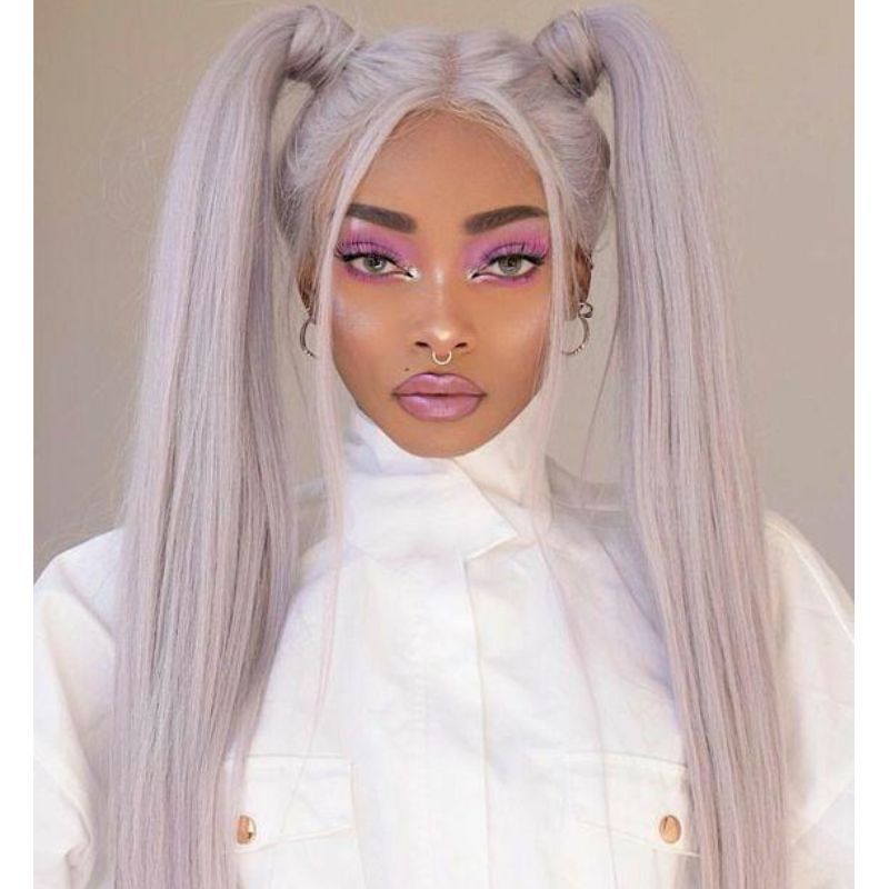 Pwigs Body Wave Pink Grey Lace Front Wigs Brazilian Remy Grey Colored Human Hair Wigs For Women Grey Human Hair Closure Wig