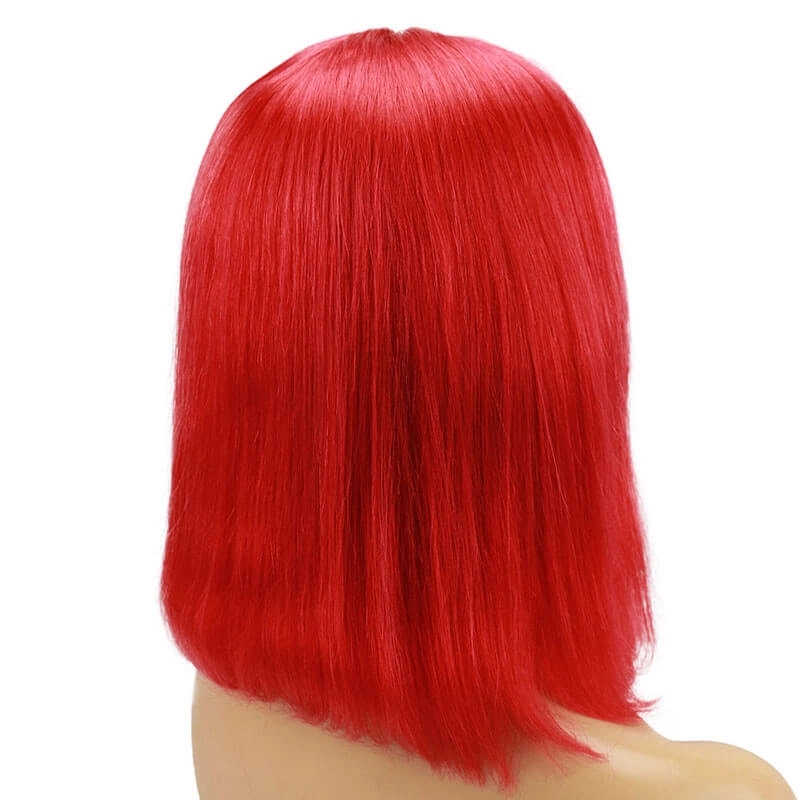 Red Bob Lace Front Wigs 13x6 Human Hair Short Brazilian Hair Wigs For Women Deep Part Middle Bleached Knots With Natural Hair Line