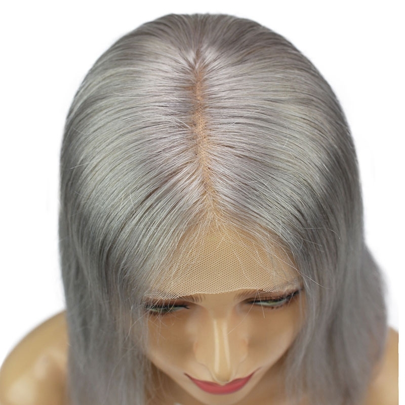 Deep Middle Part Bob Lace Front Wigs Grey 13x6 Human Hair Wigs For Women Natural Baby Hair Pre-Plucked Natura Hair Line