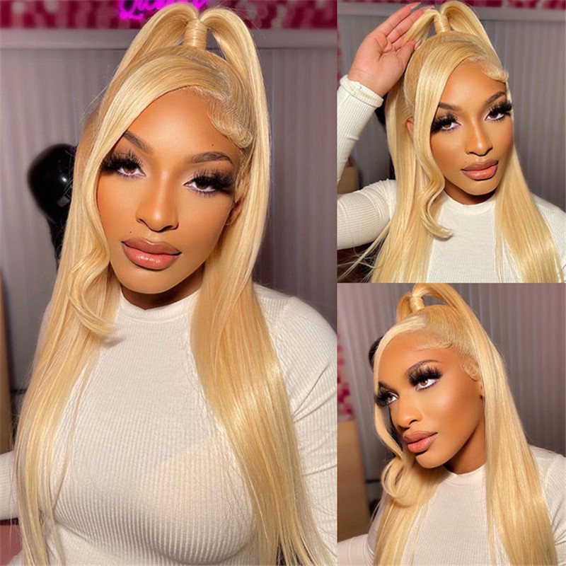 613 Blonde 13X6 Hd Lace Front Human Hair Wigs Pre Plucked Straight Human Hair Beauty Supply