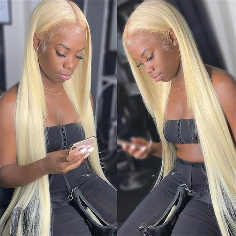 613 Blonde Human Hair Wigs Straight Hair 13X4 Hd Lace Front Wigs Pre Plucked Hairline