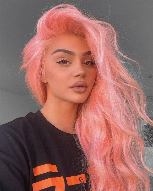 28inch Straight Leather Pink Beauty Human Hair Ombre Wigs Malaysia Remy Hair Lace Front Wigs For Women Colored Lace Front Wig