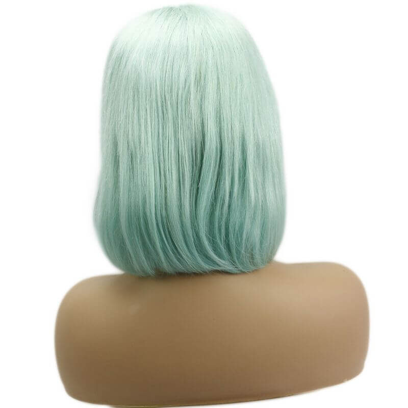 13x4 Lace Frontal Bob Wigs Peruvian Hair Mint Green Ombre Color Human Hair Lace Front Bob Wig