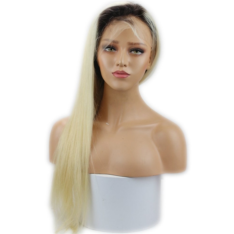 1BT #613 Color Human Hair Wigs Silk Straight Brazilian Human Hair Glueless Pre Plucked Lace Front Wig with Baby Hair for Women