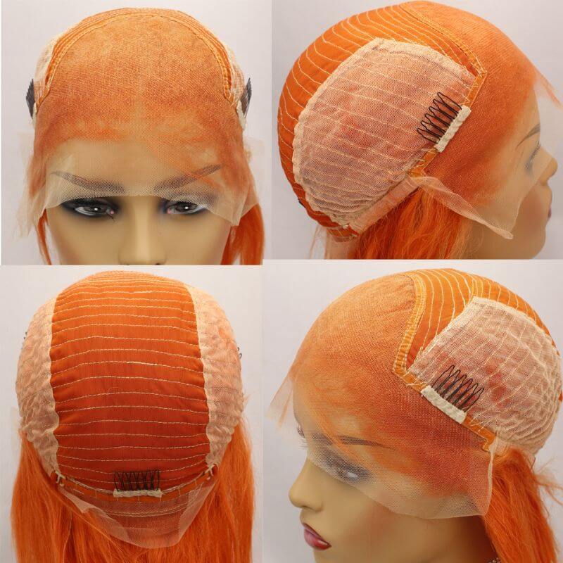 Peruvian Hair Orange Color Human Hair Lace Front Bob Wig