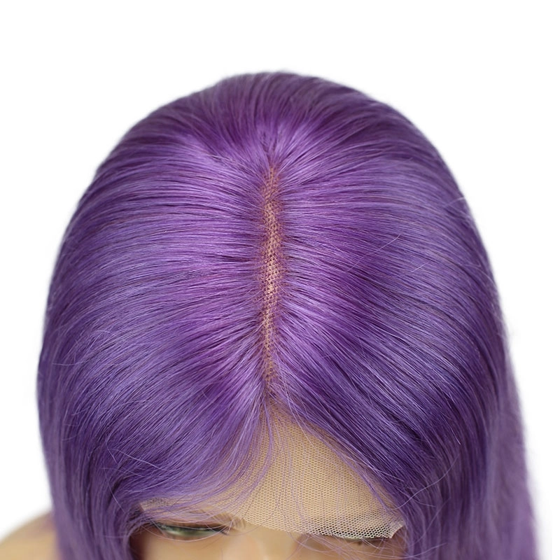 Purple Short Bob 13x6 Lace Front Wigs Remy Hair Middle Deep Part Shoulder Colored Human Hair Wig Baby Hair