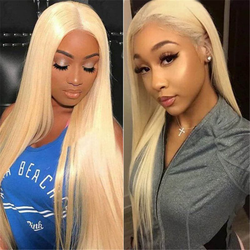 150% Density Straight Hair 4X4 Hd Lace Closure Wig #613 Blonde 100% Human Hair Wig For Women