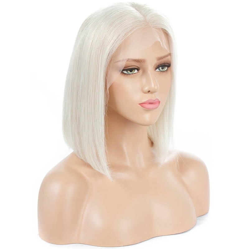 Silky Straight Middle Part Human Hair Full Lace Wigs Bleached Knots With Natural Baby Hair